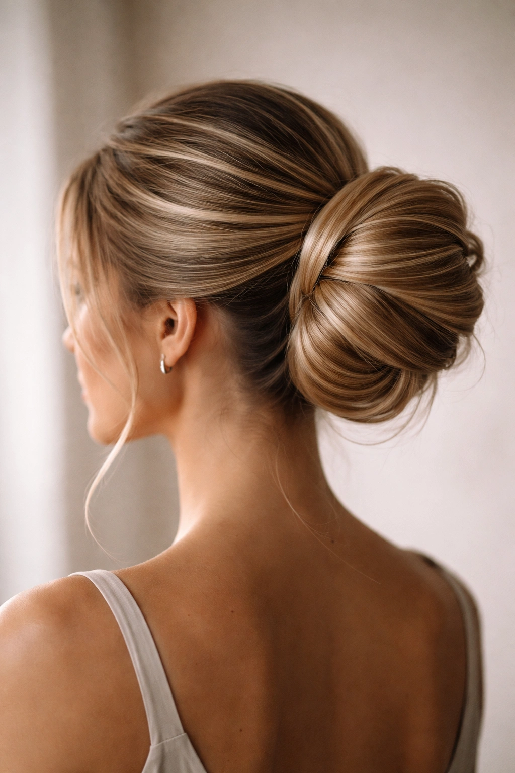 Side view of a layered bun with visible layers and depth