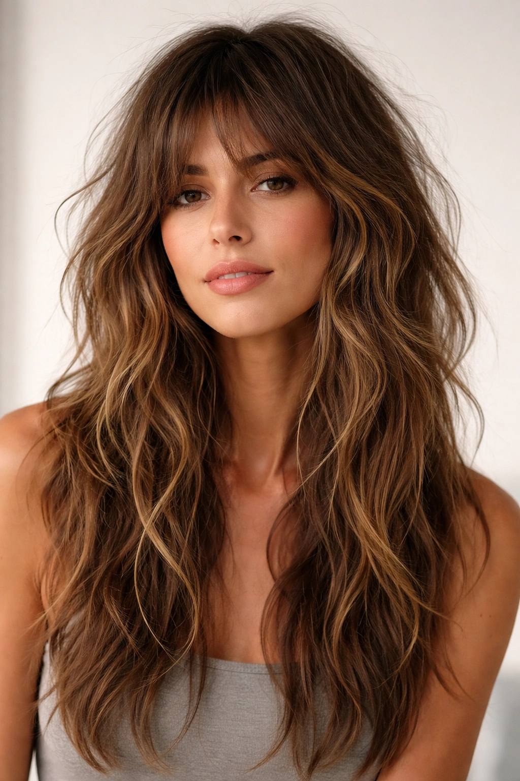 Long lived-in shag with undone texture and natural waves