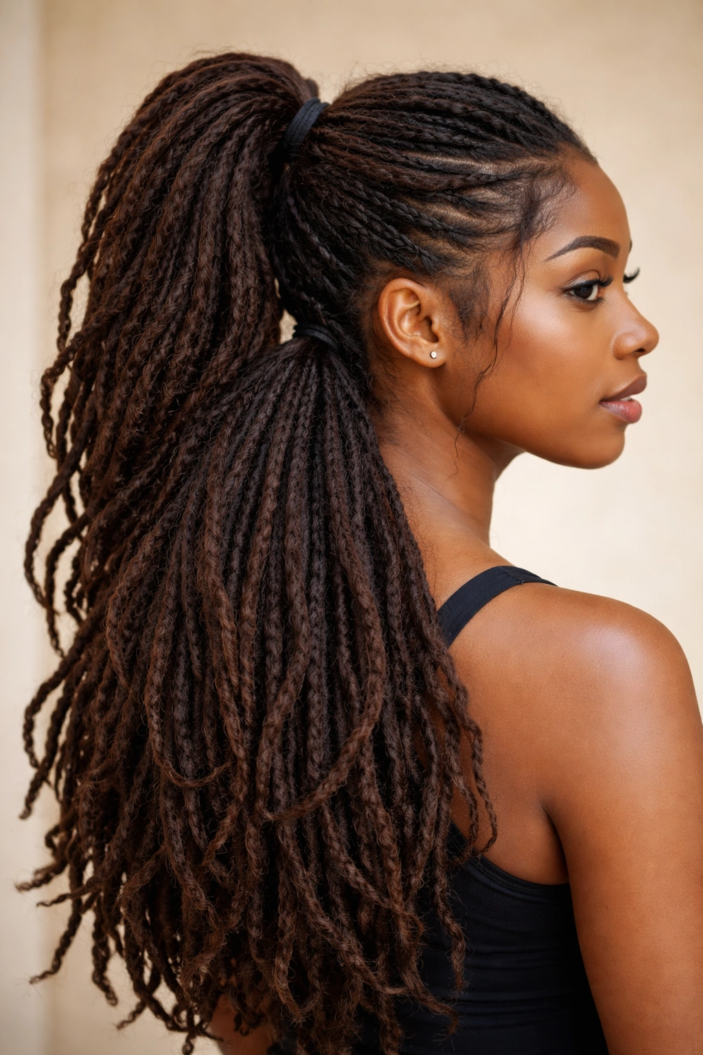 Layered half up with two ponytails creating depth