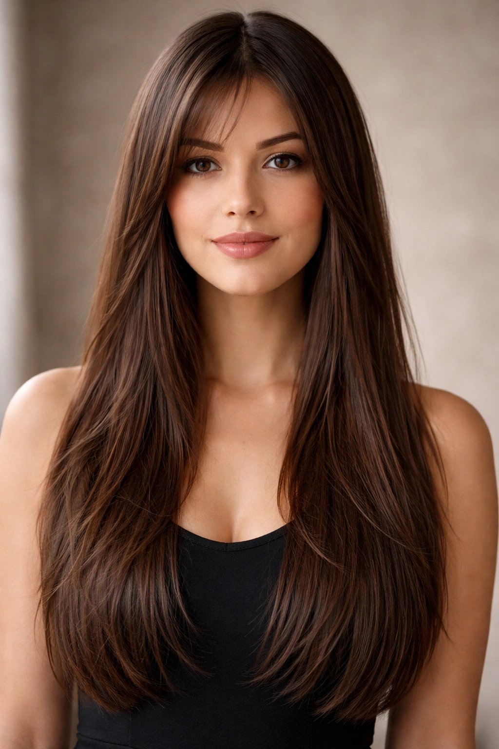 Portrait of straight hair with longer subtle layers