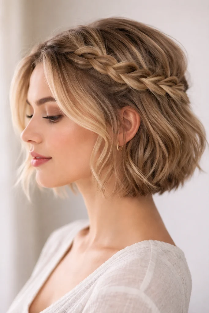 12 Crown Braid Half Up Half Down for Short Hair