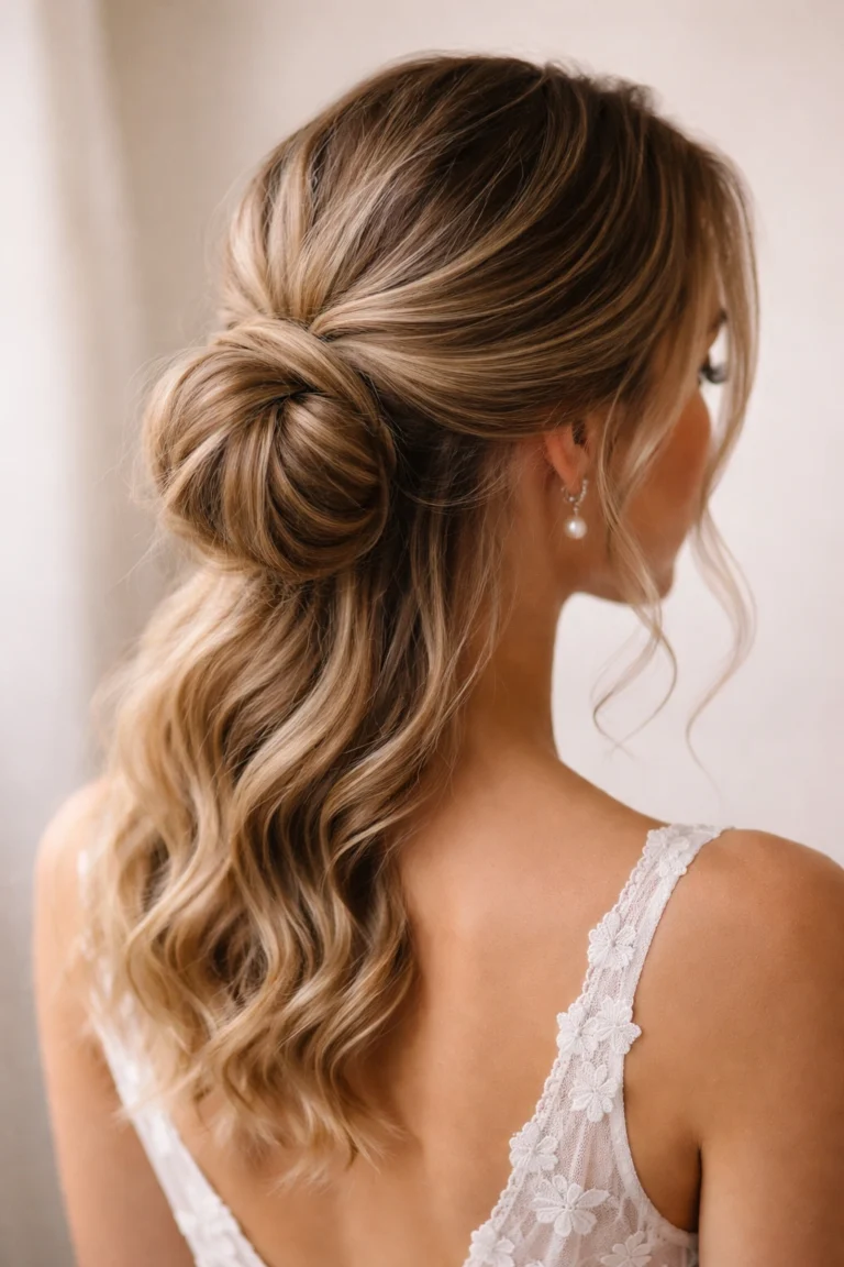 12 Half Up Half Down Bun Styles for Bridesmaids