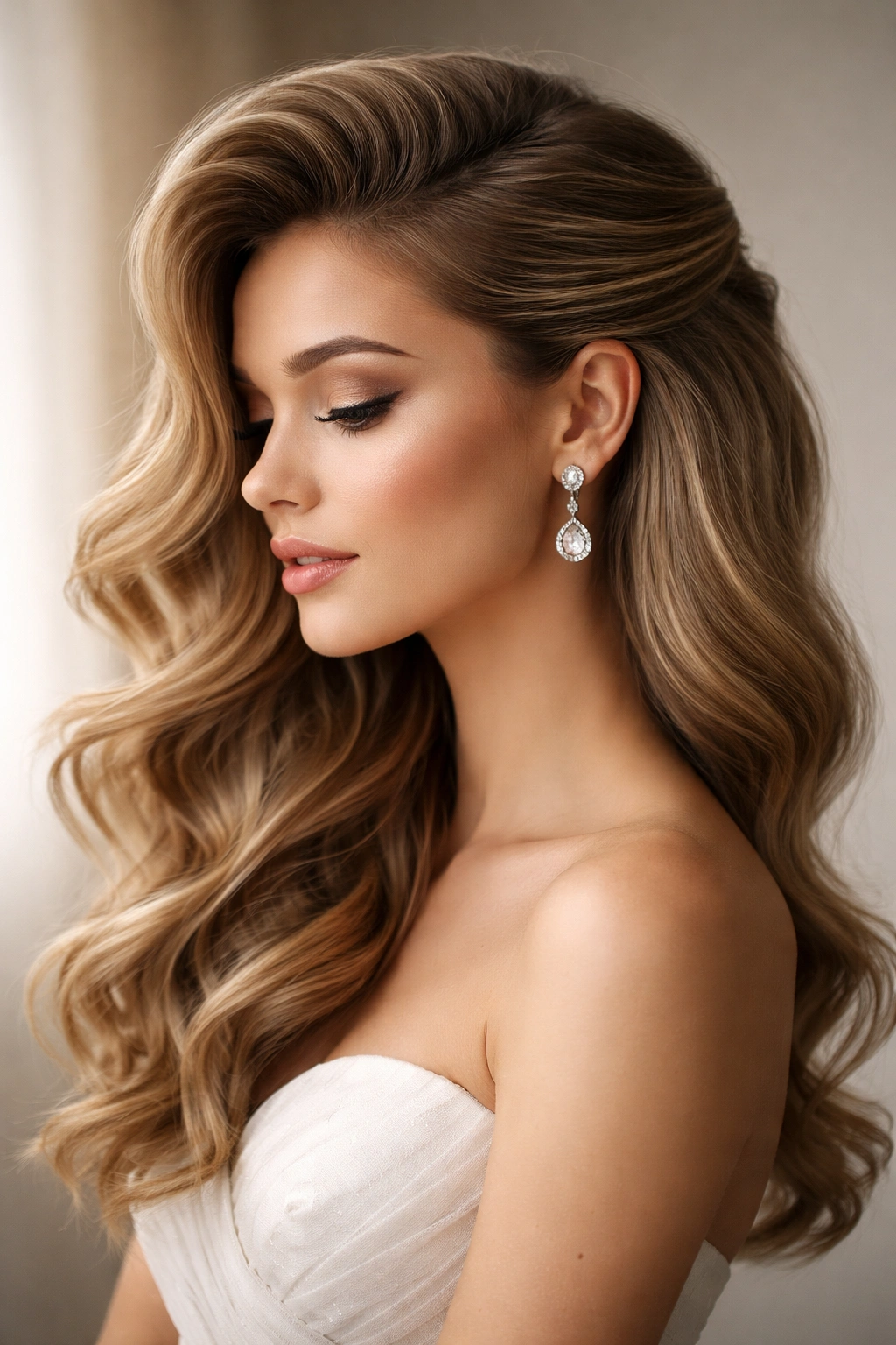 Side profile showing low side-swept waves and voluminous crown