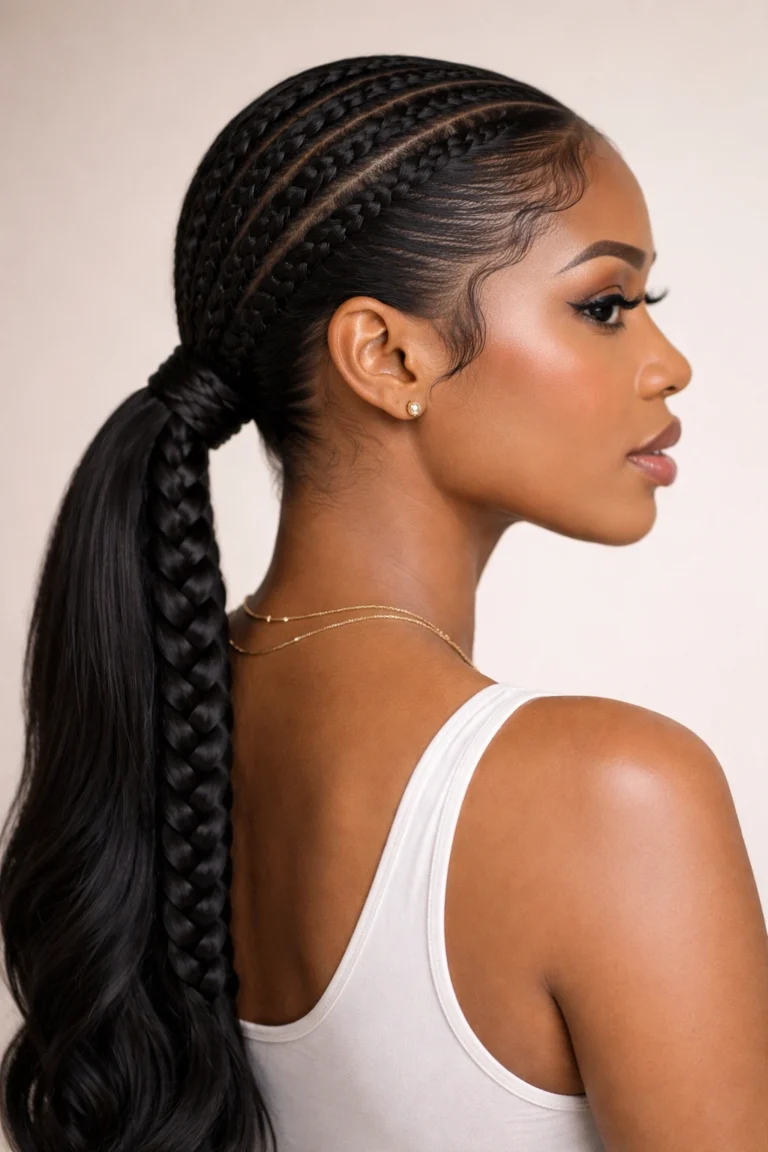 12 Stitch Braid Ponytails for Black Women