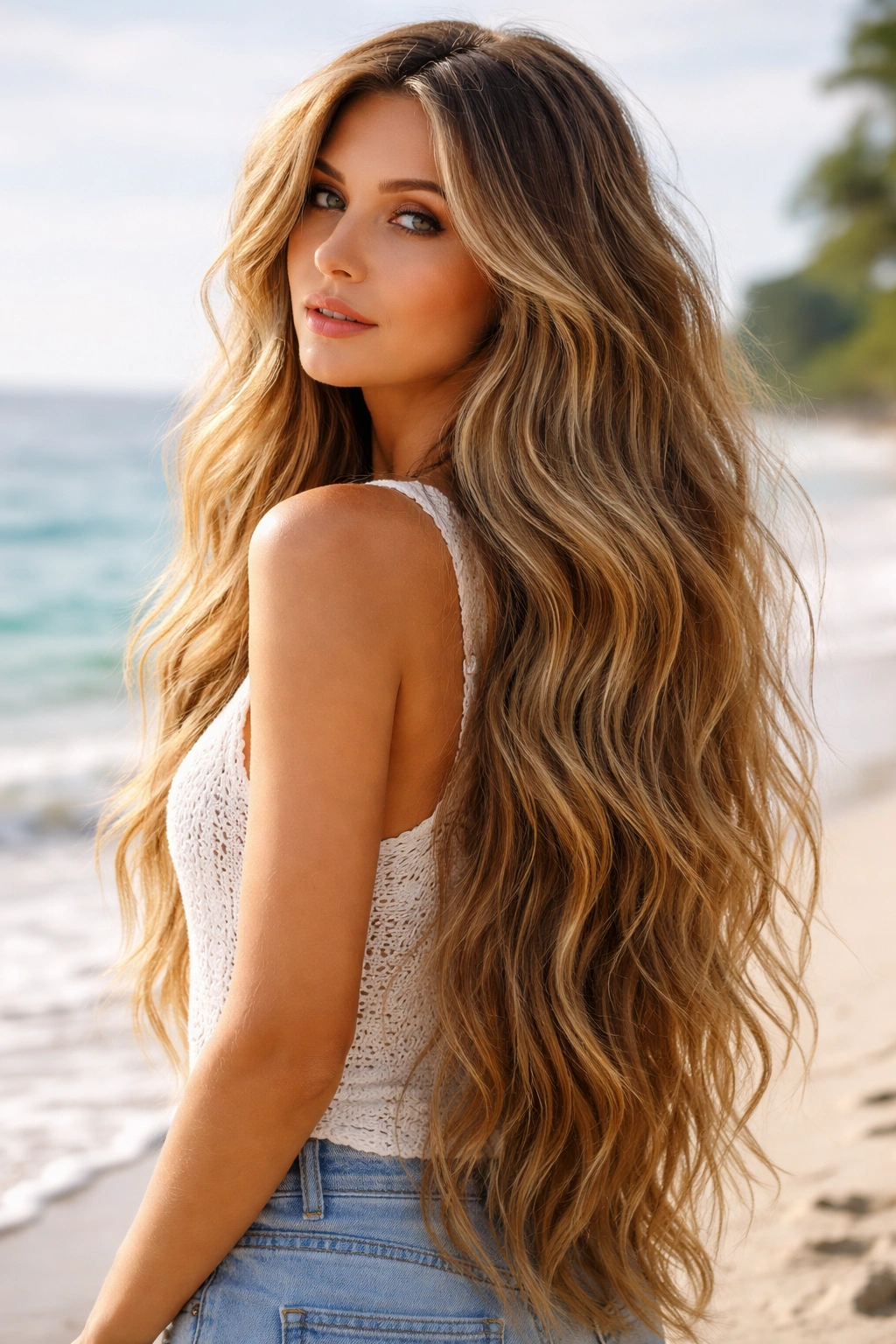 Mermaid shag with hip-length waves