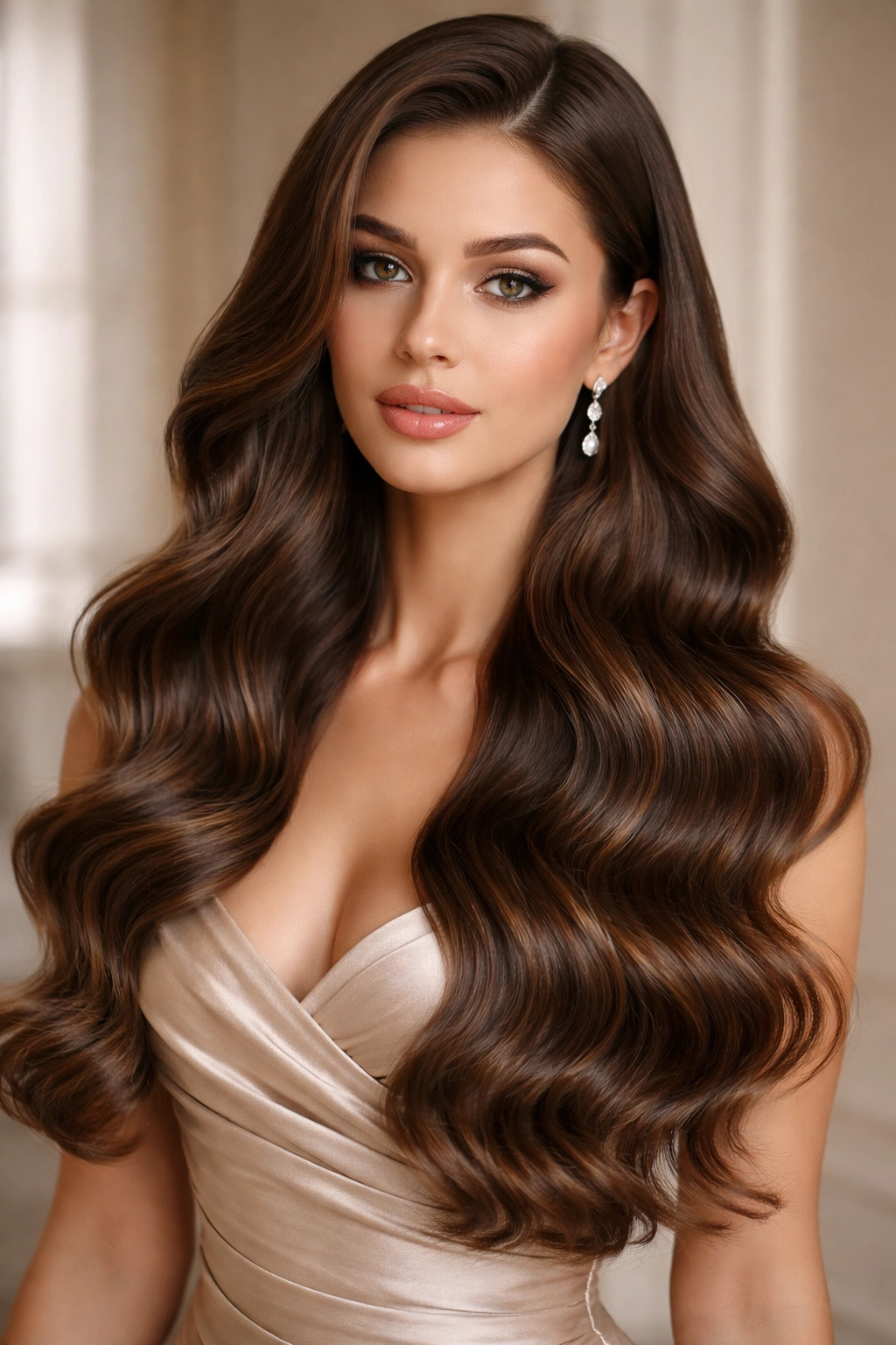 Long, glossy mermaid waves with sculpted smooth surface