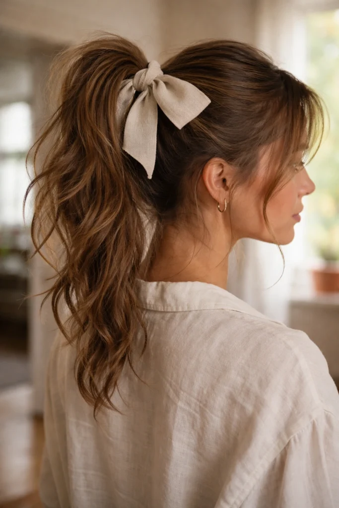 12 High Ponytails With a Bow