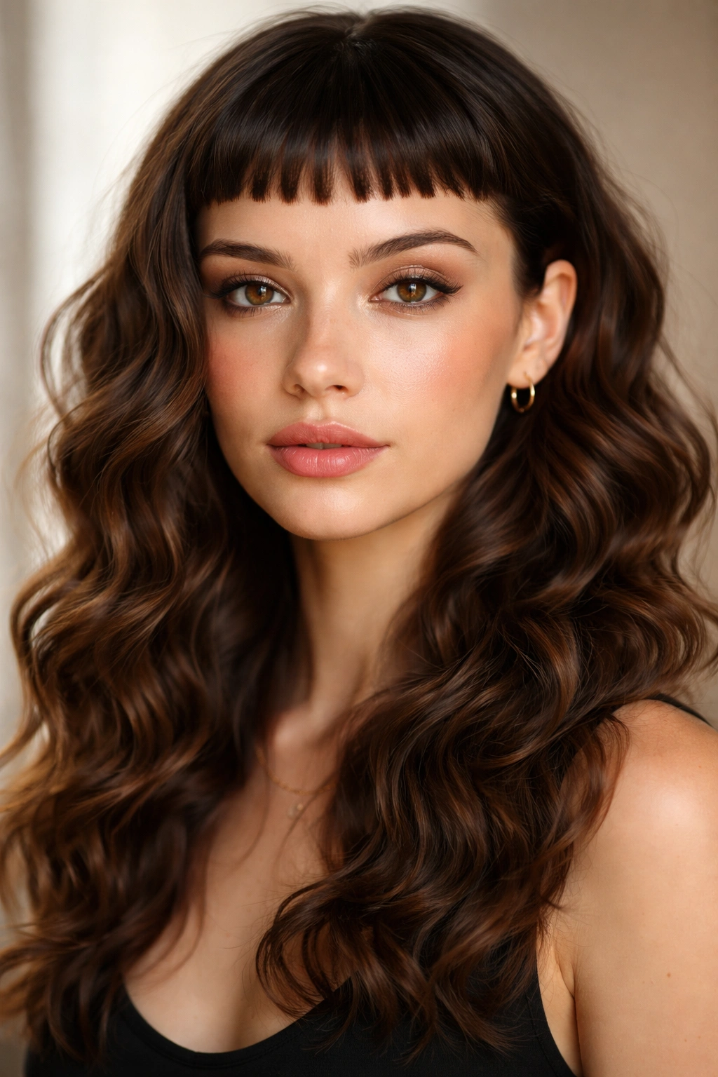 Close-up of ultra-short micro bangs with defined waves on a model