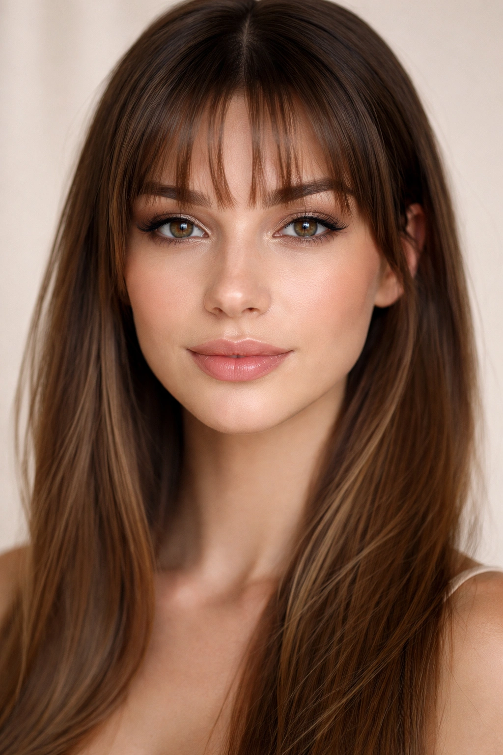 Close-up of micro curtain bangs just above the hairline