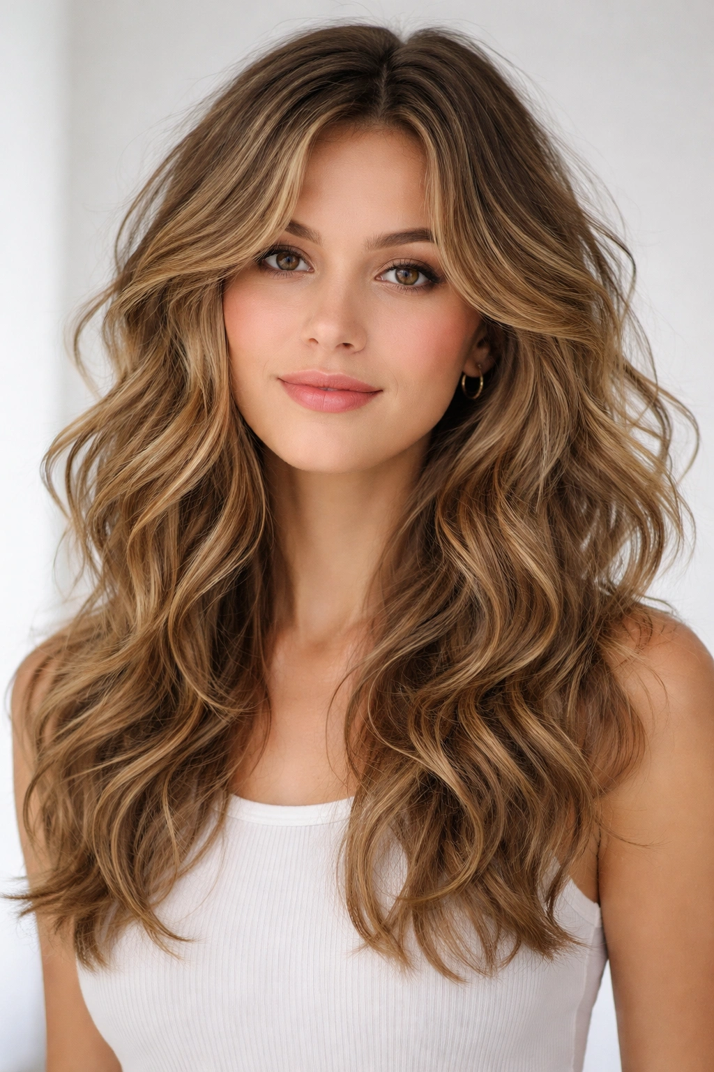 Close-up of micro-layered wavy hair for maximum volume