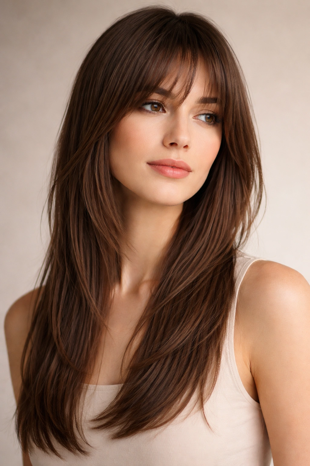 Minimalist shag with barely-there layers on straight hair