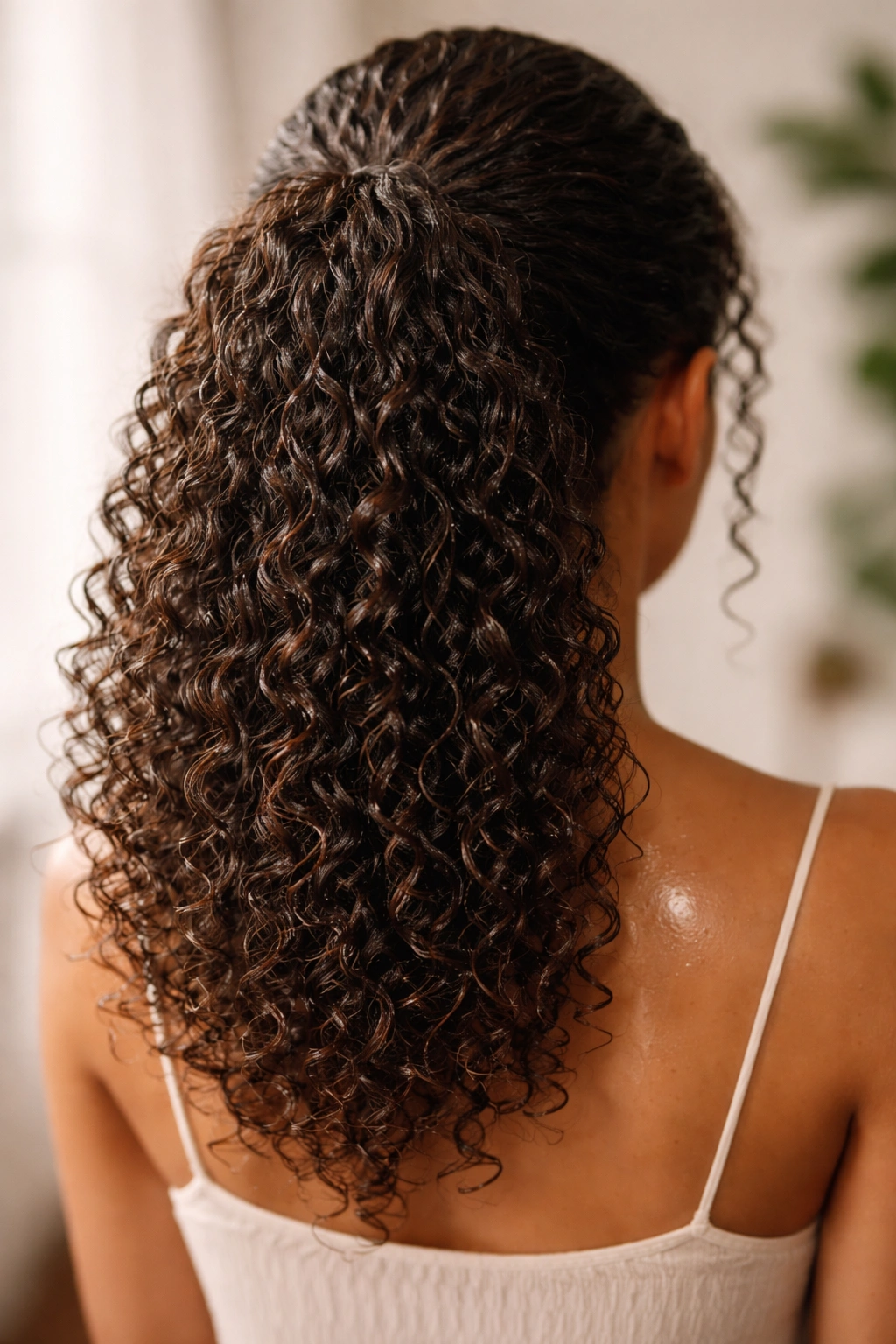 Moisturized curls with defined patterns and subtle shine