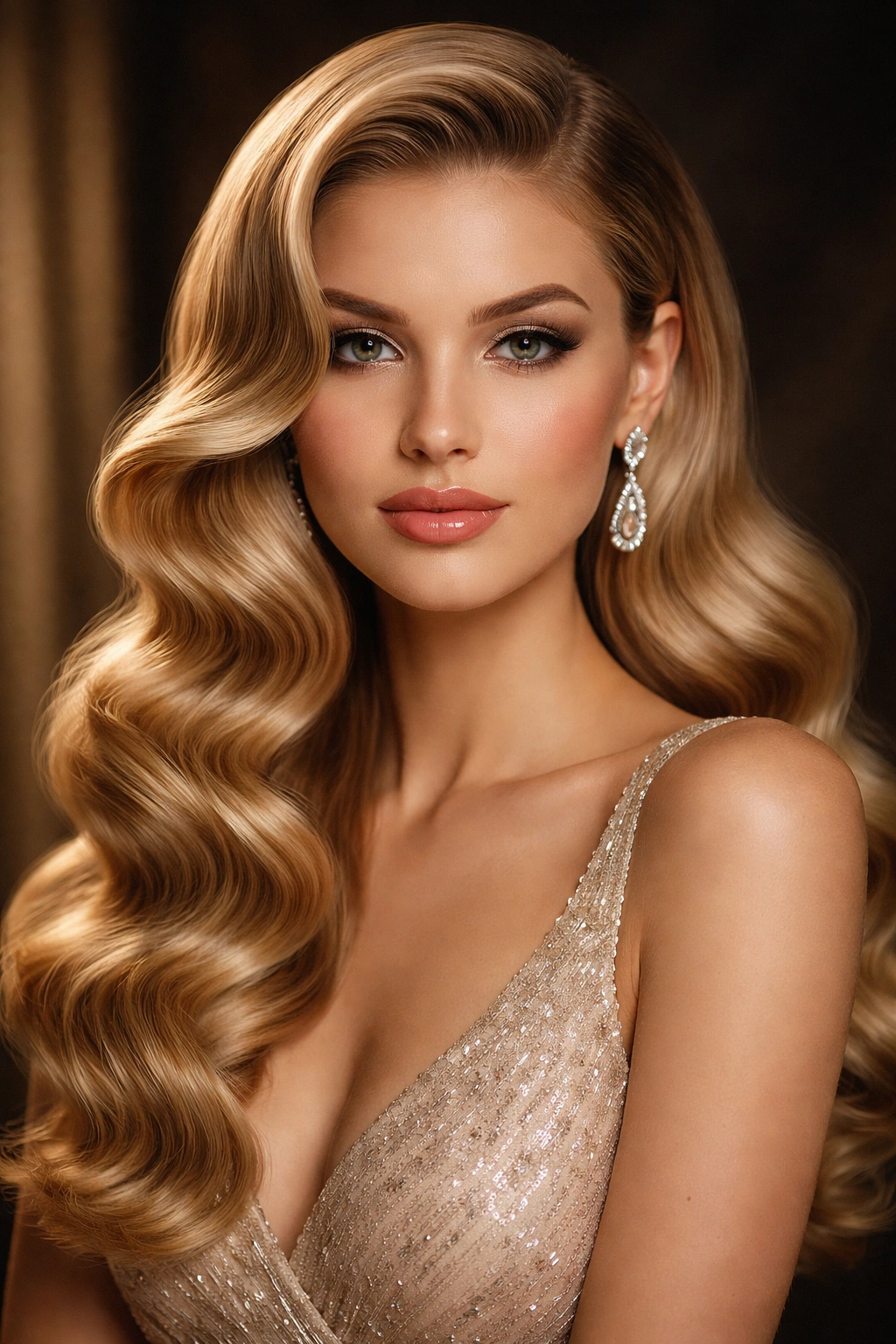 Old Hollywood waves with finger waves and set curls in a classic glam style.