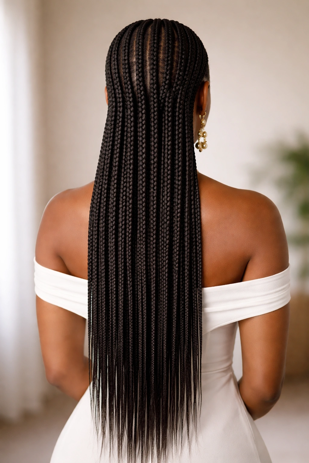 Oloko braids with long straight-back lines down the back
