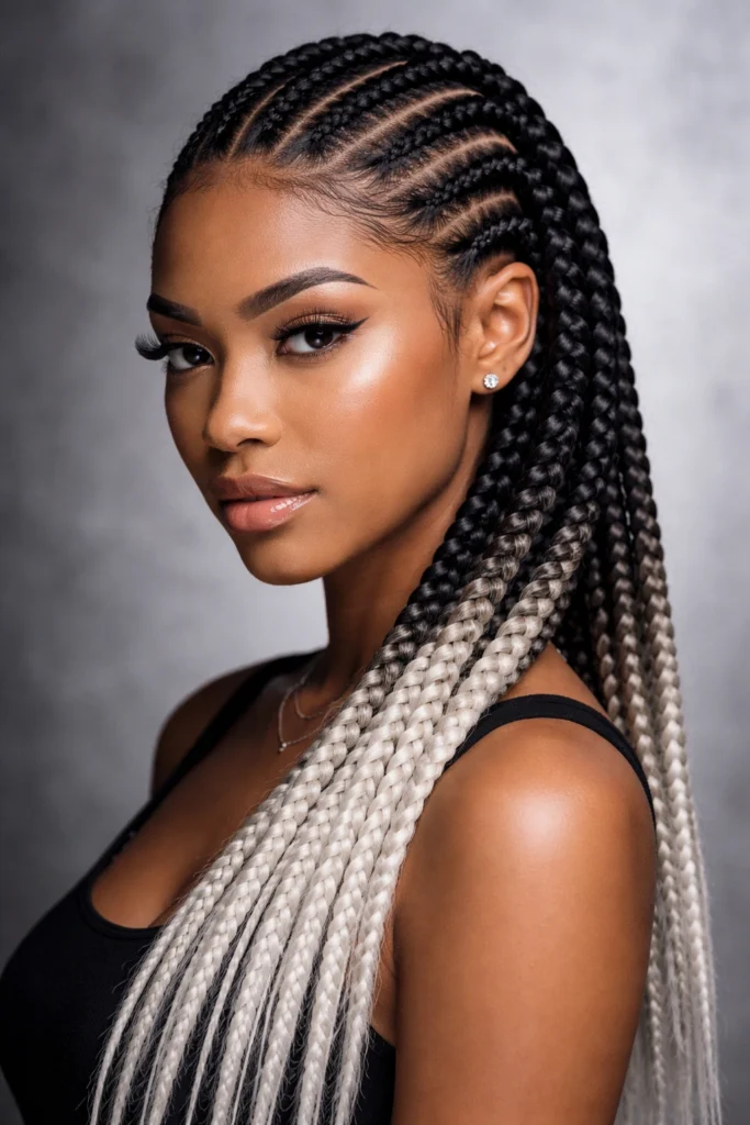 14 Ombre Feed In Cornrows