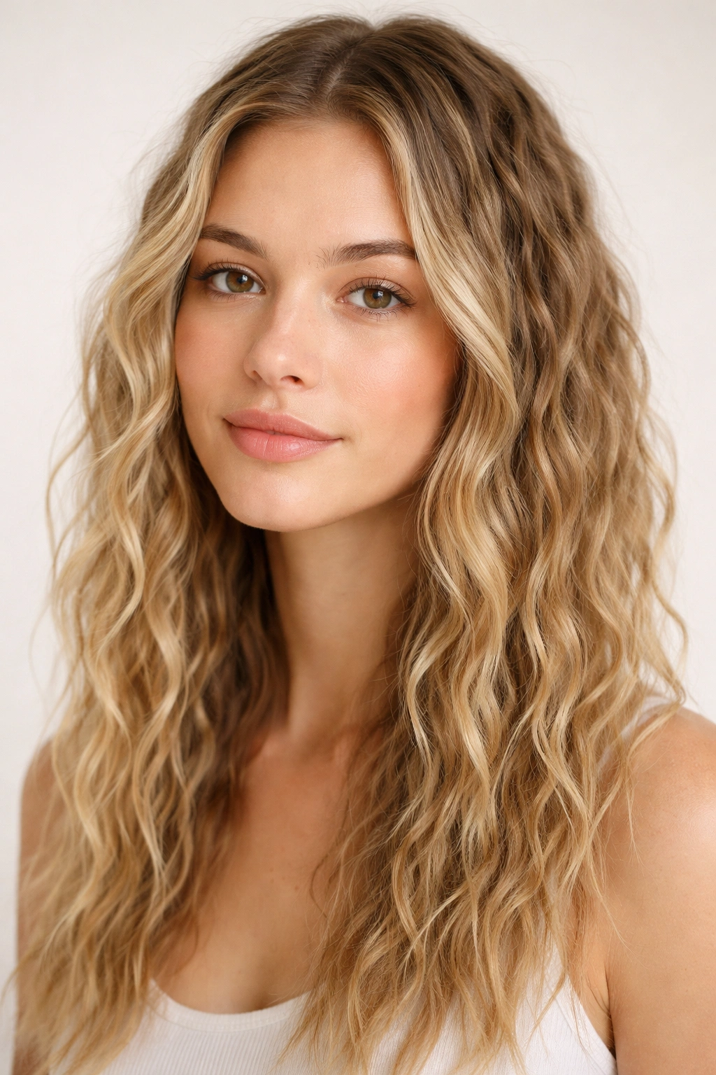 Hair with loose braided texture on straight hair showing overnight texture
