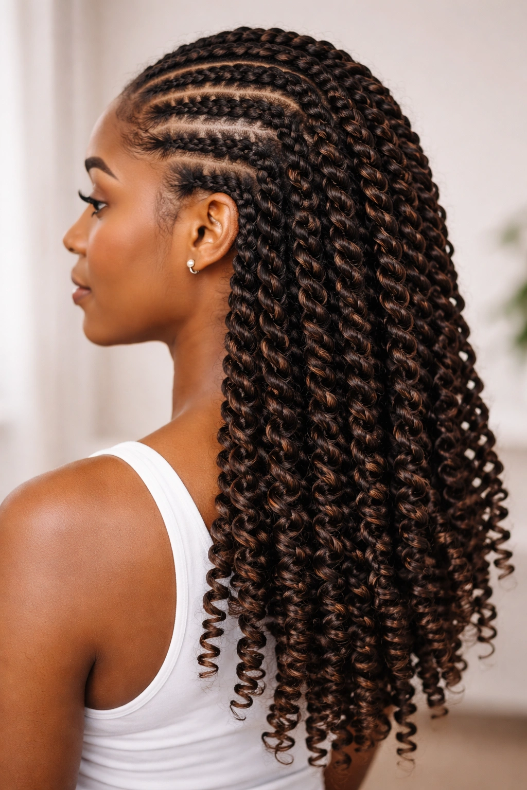 Passion twist crochet cornrows braided straight down back