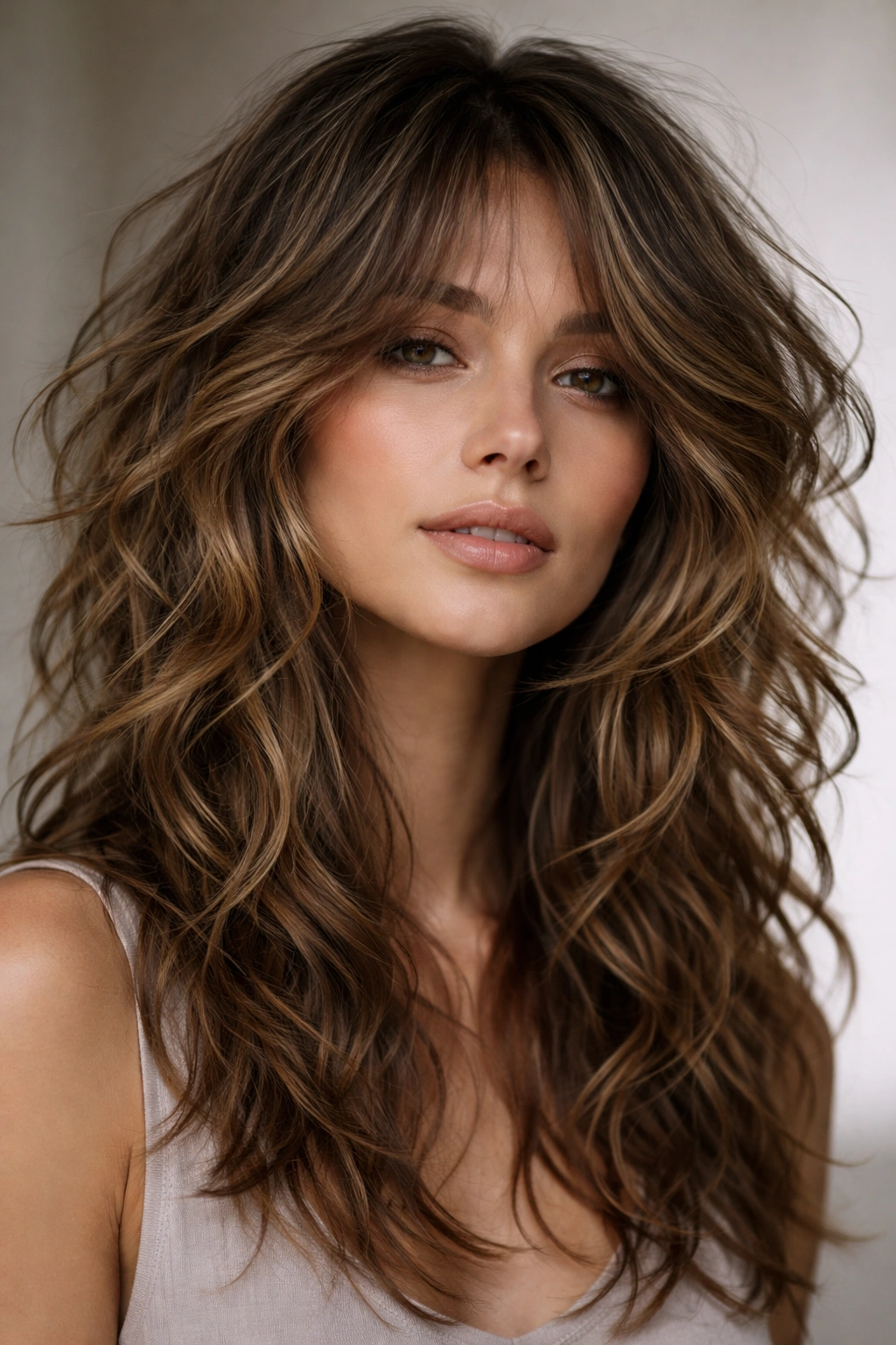 Close-up of highly textured wavy hair with pronounced strand separation.