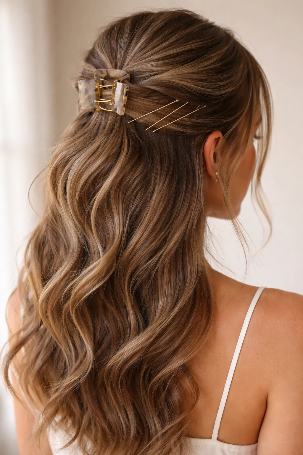 Close-up of The Pinned and Clipped Hybrid showing diagonal bobby-pin folds inside the clip.