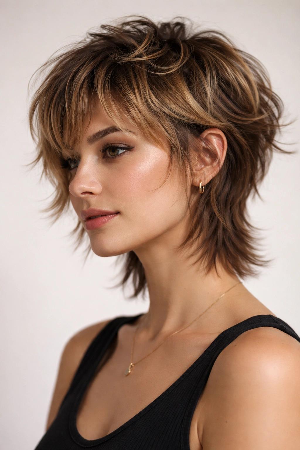 Pixie-length butterfly hybrid with long underneath and textured crown.