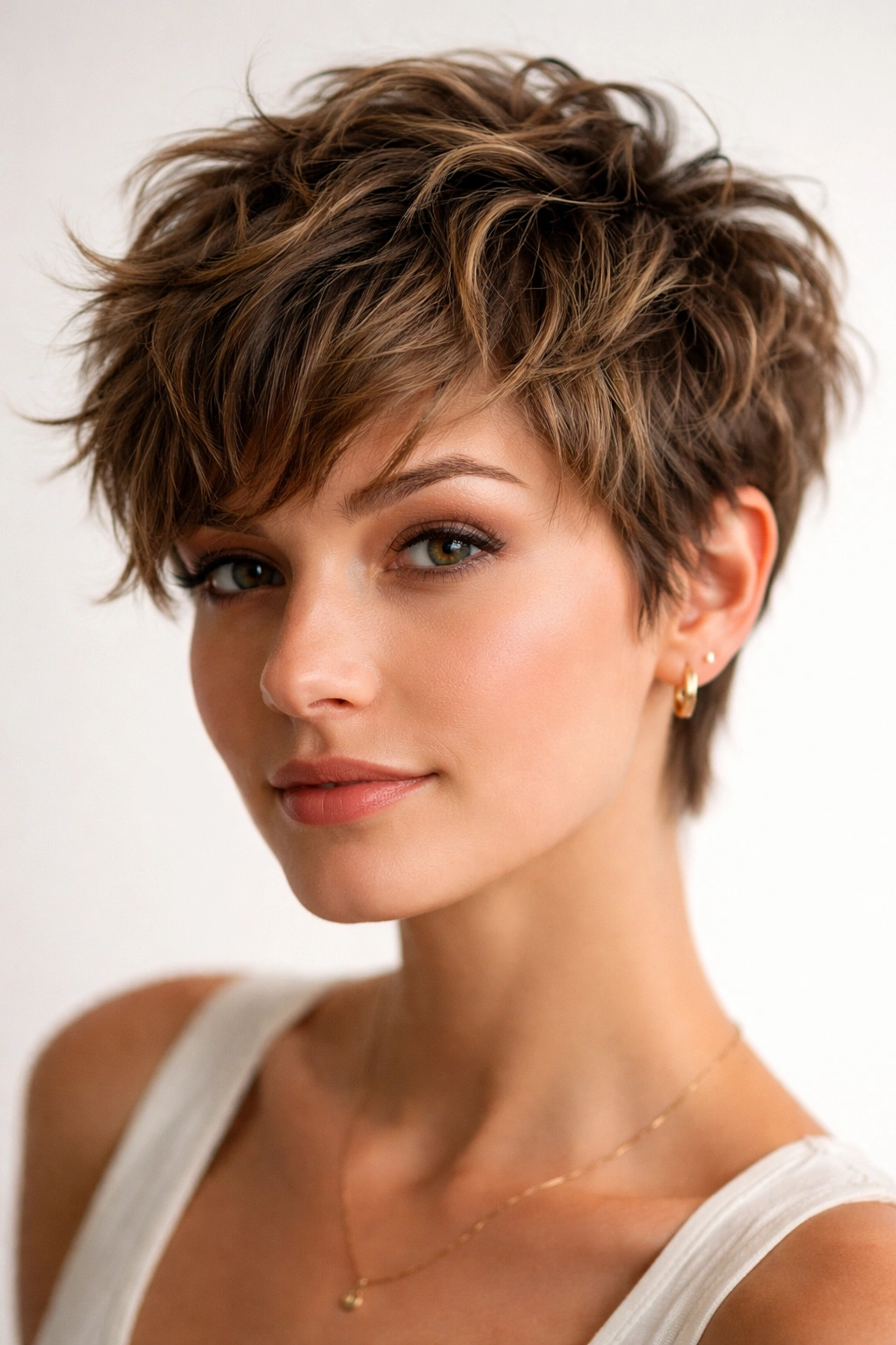 Choppy pixie crop with textured top layers and defined edges