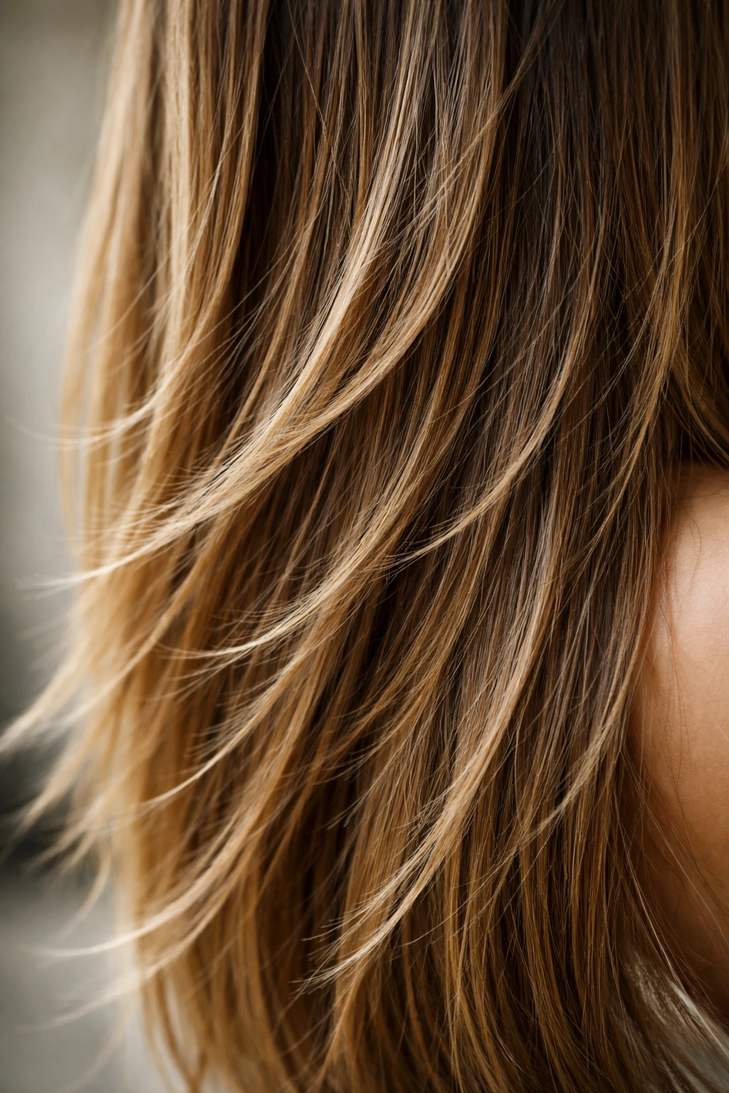 Close-up of textured long hair ends with point-cut edges