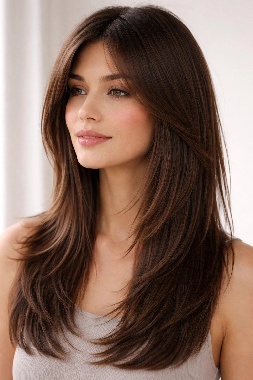 Straight hair with soft, razor-cut layered edges