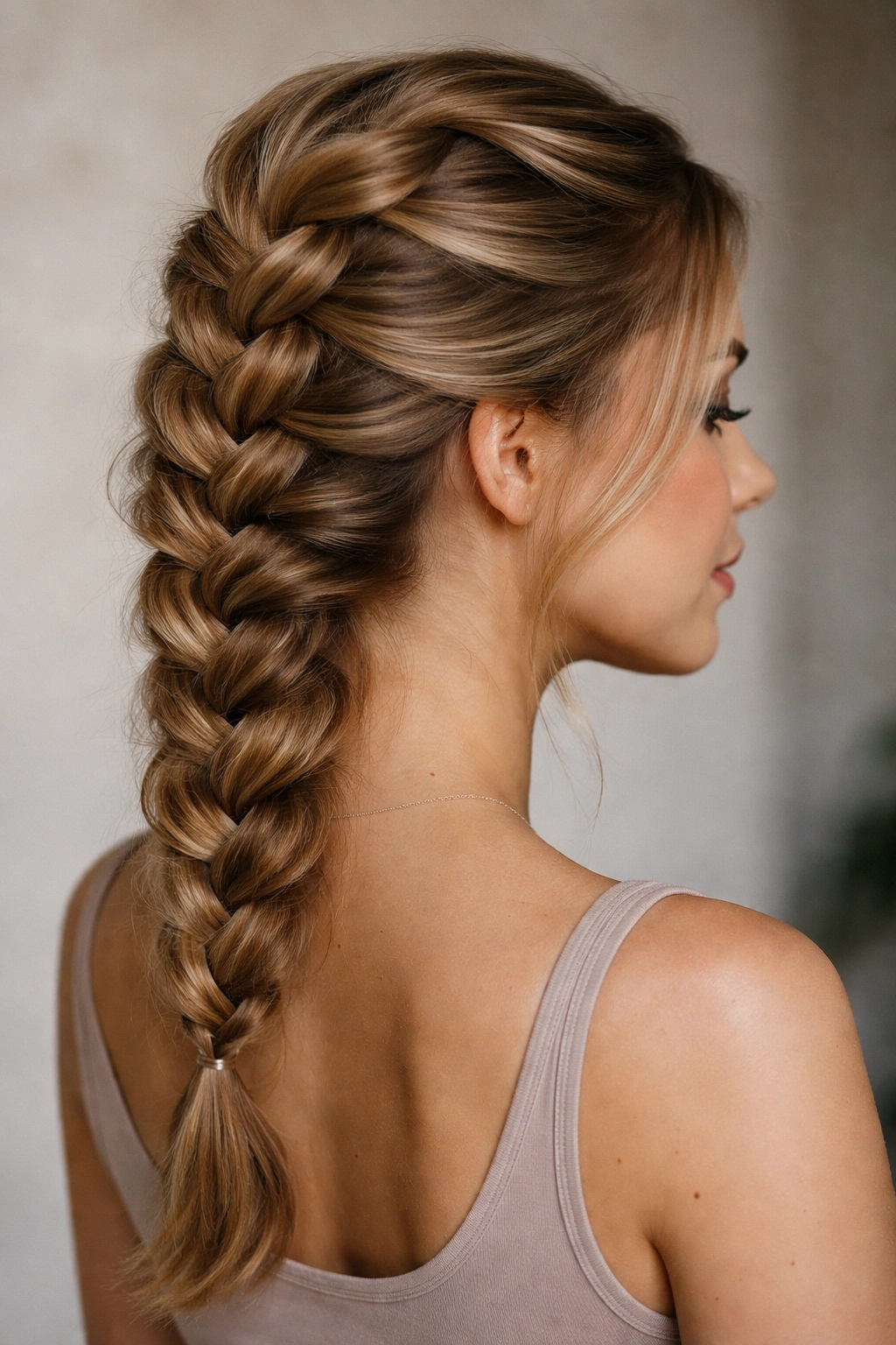 Inside-out reverse French braid with voluminous texture
