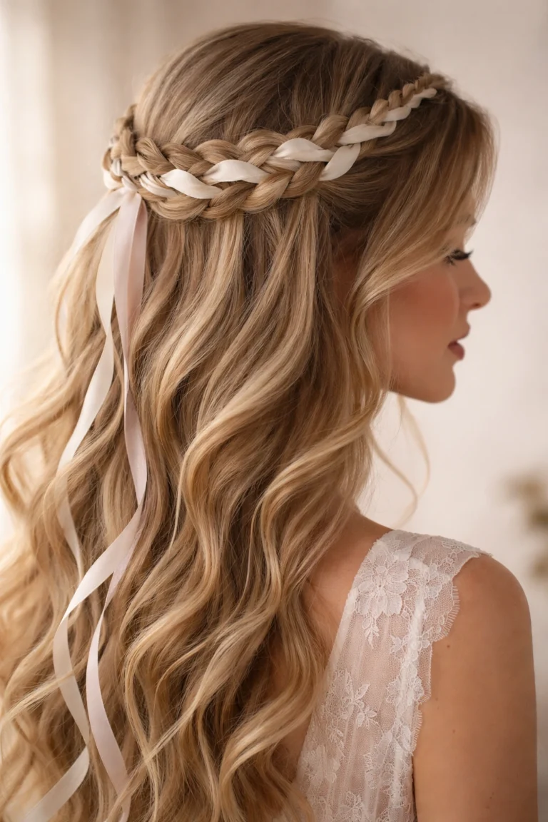 12 Half Up Half Down Looks With Ribbon for Weddings