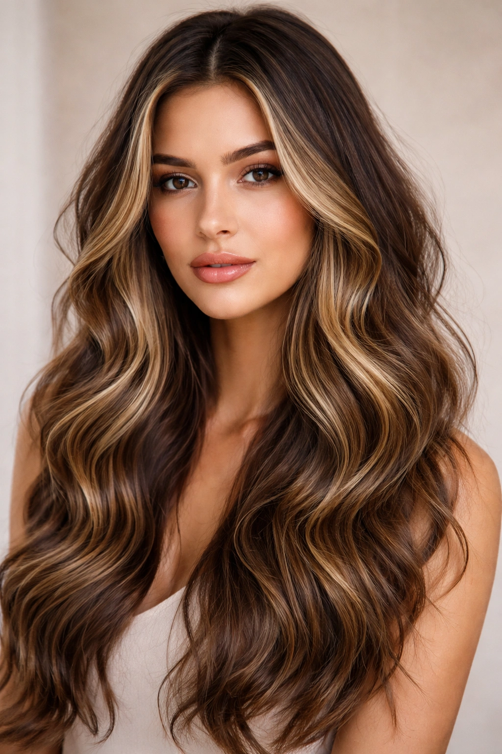 Romantic waves with face-framing balayage around the temples