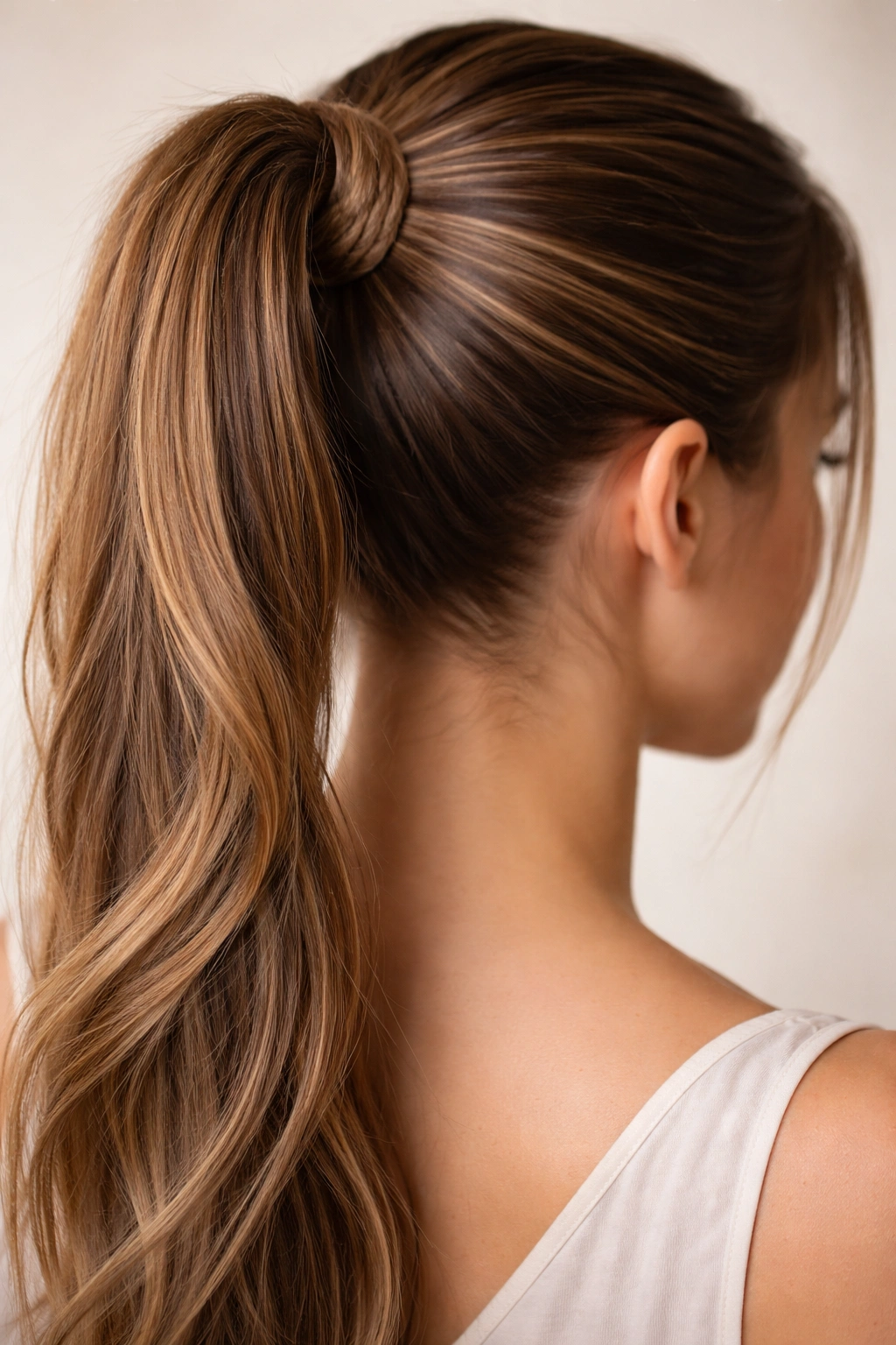 Rope braid wrapped around the base of a ponytail