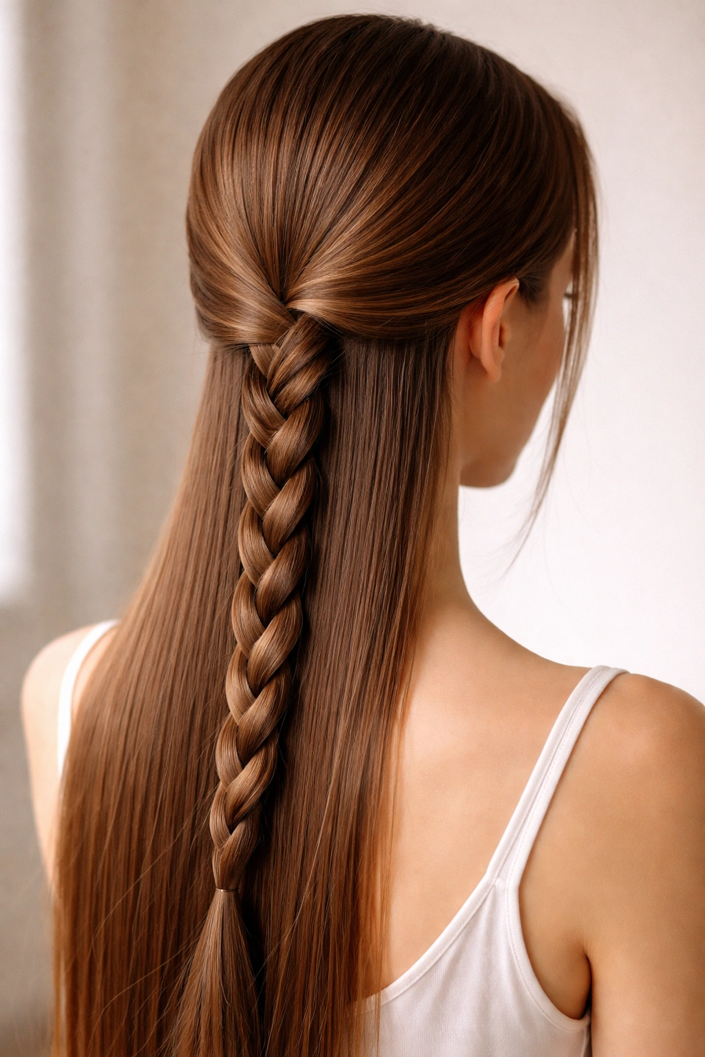 Rope braid down the back of the head on straight hair