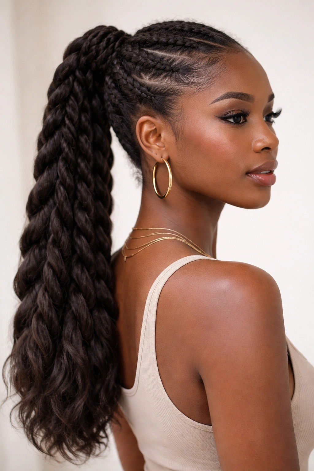 Ponytail with rope twists and added hair