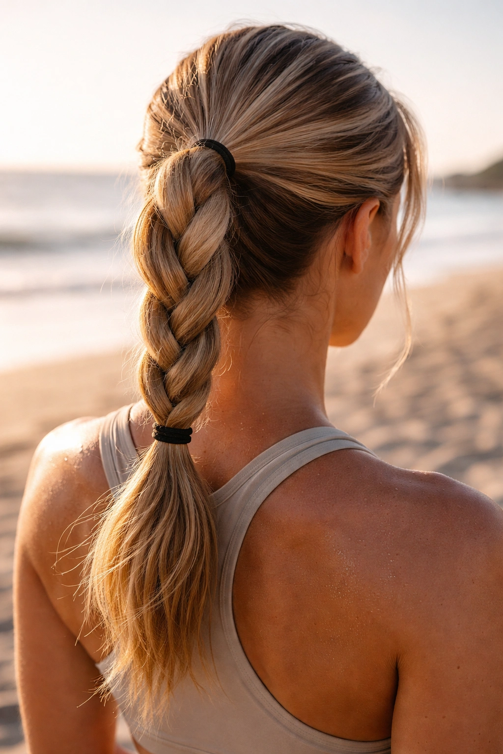 Rope twist ponytail with intertwined twisted sections