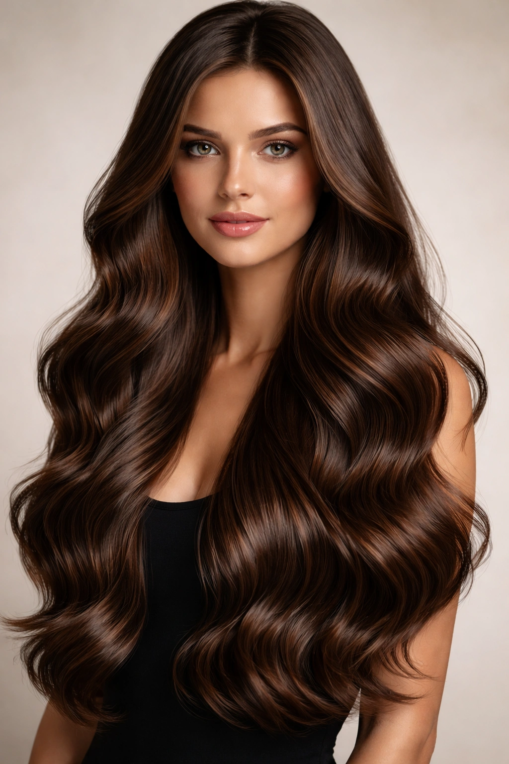 Hair with soft S-shaped waves throughout the length