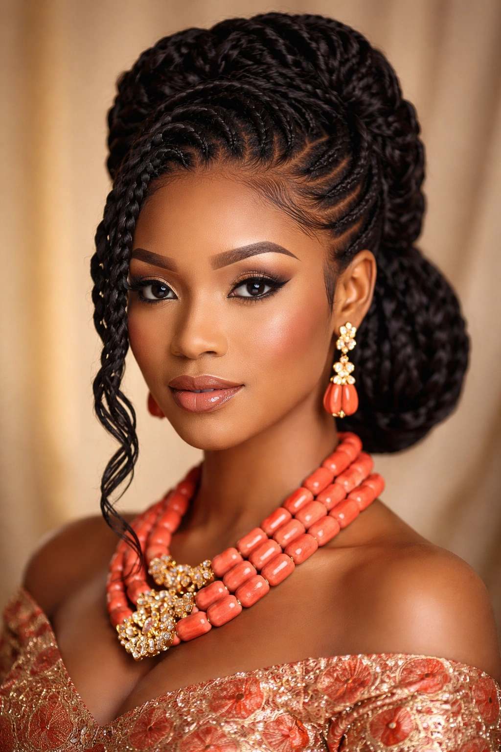 Face-framing sculptured front braids