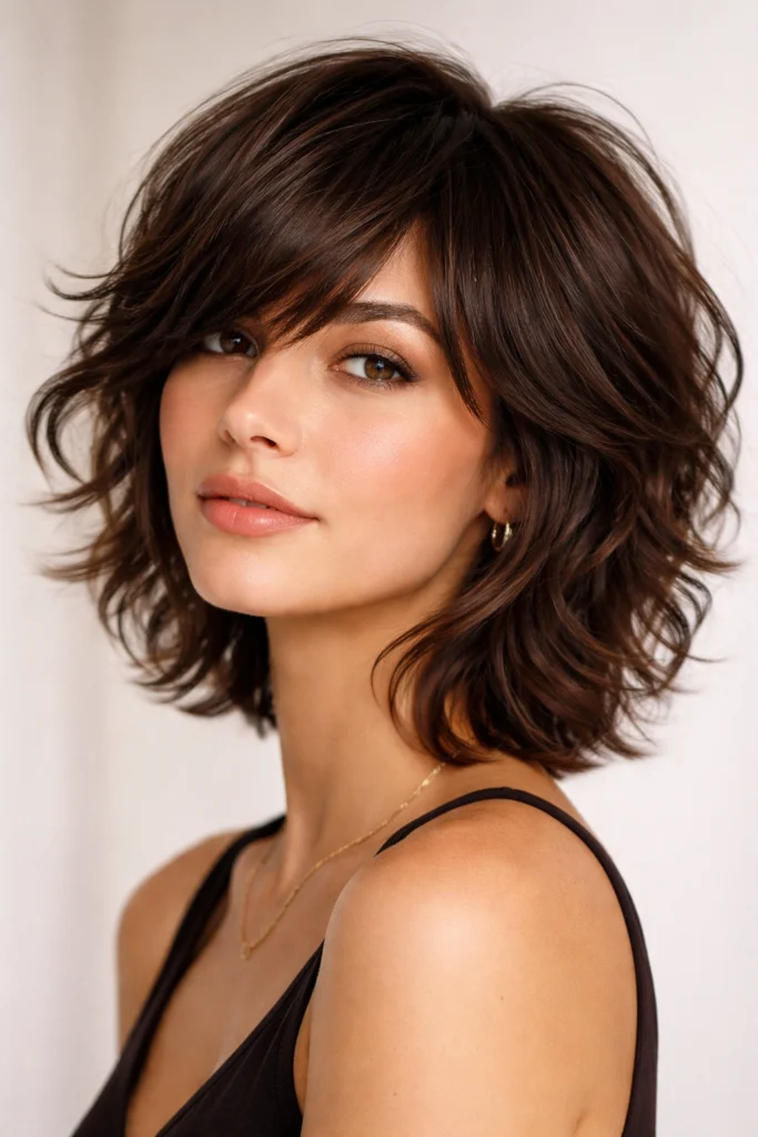 10 Short Wavy Hairstyles in Brunette