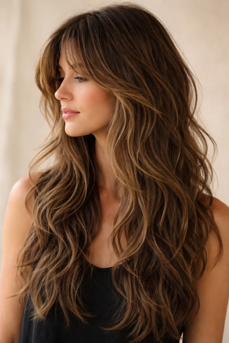 15 Long Styles With Curtain Bangs for Wavy Hair