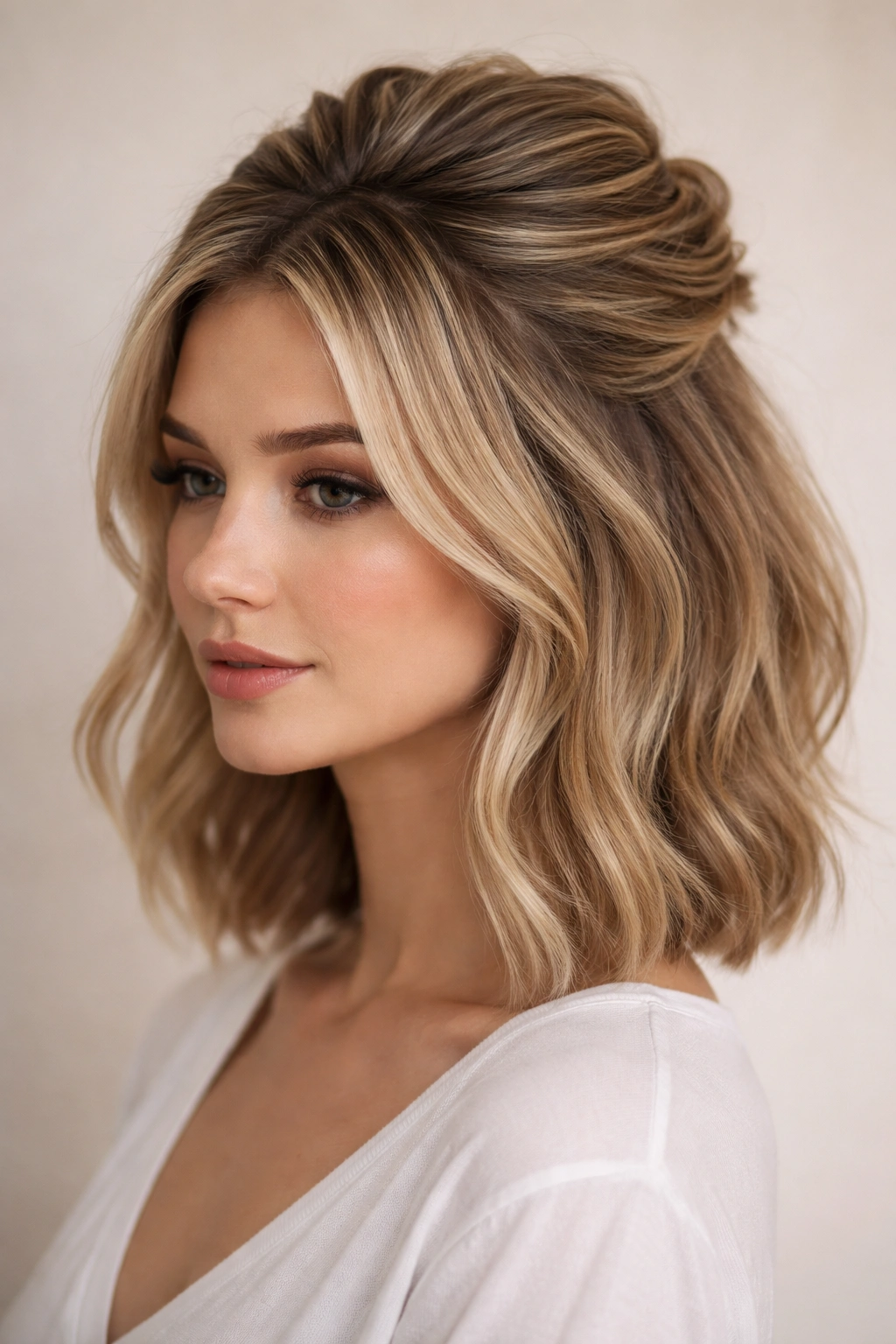 Close up of short hair with textured crown and smooth loose sides