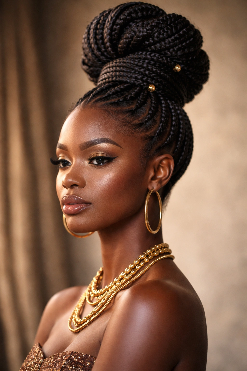 Shuku high-rise bun on 4C hair