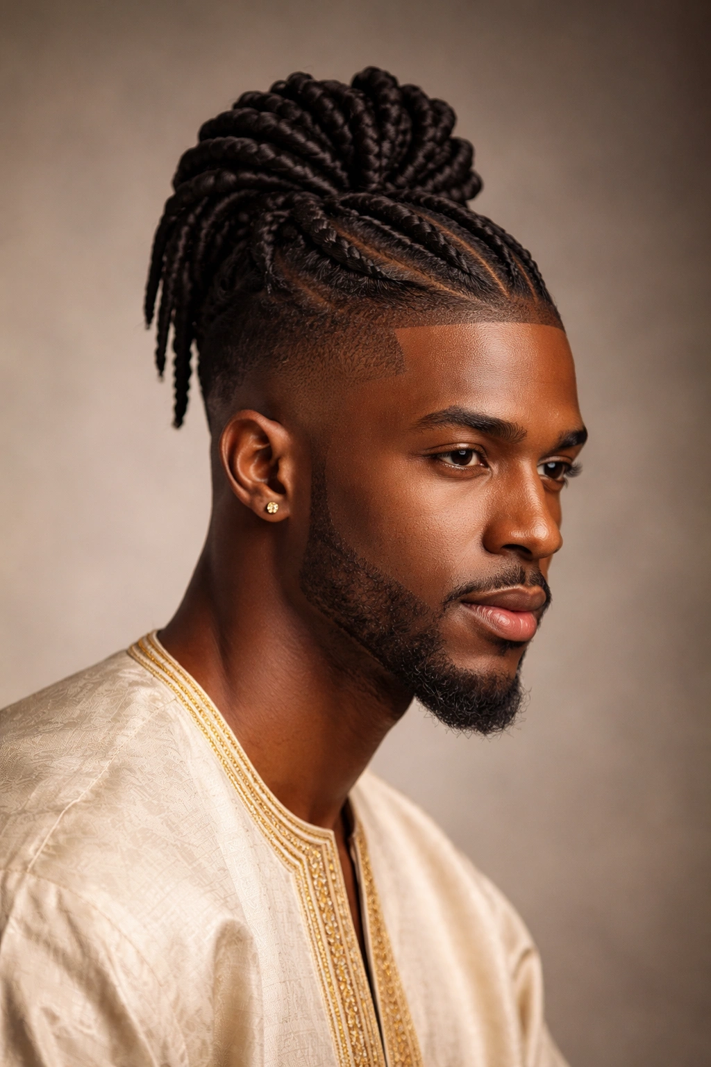 Shuku modern crown hairstyle with upward coils