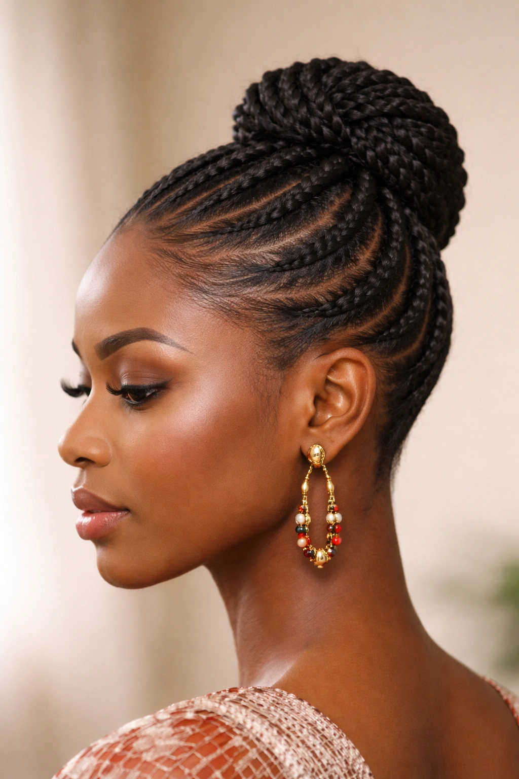 Close-up of Shuku on short hair with compact crown and sleek sides