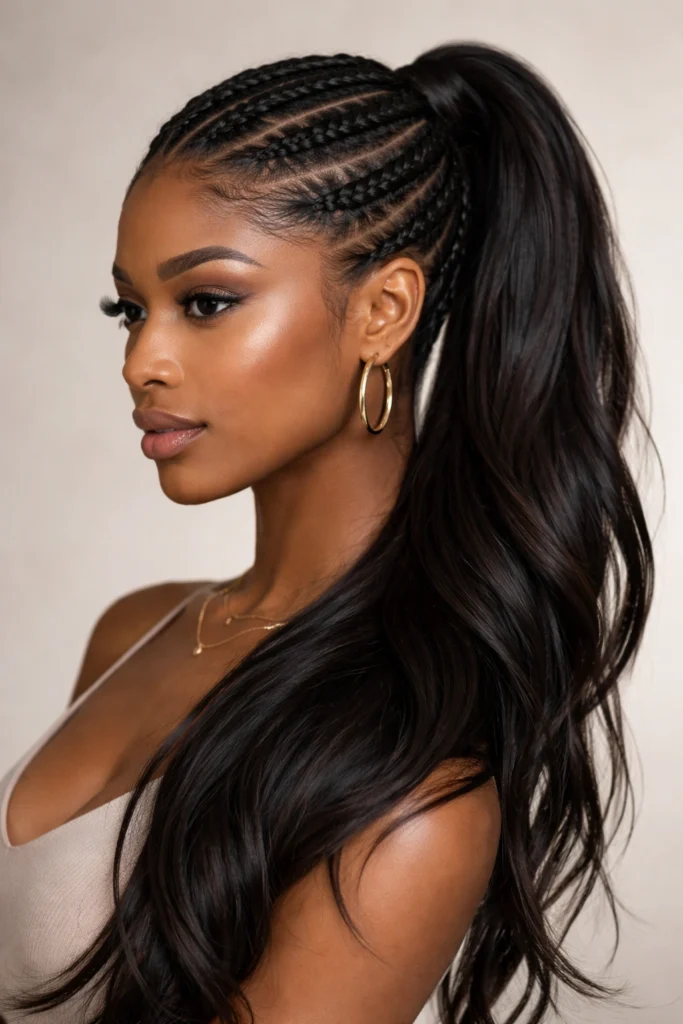 11 Cornrow Ponytails for Long Hair