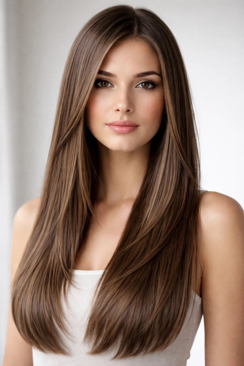 Close-up of fine hair with subtle graduated layers creating shape and density.
