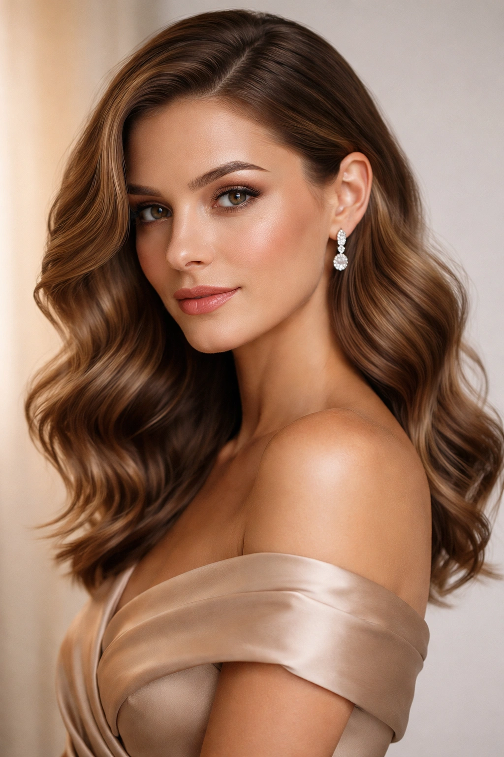 Waves with a sleek side-swept accent tucked behind the ear