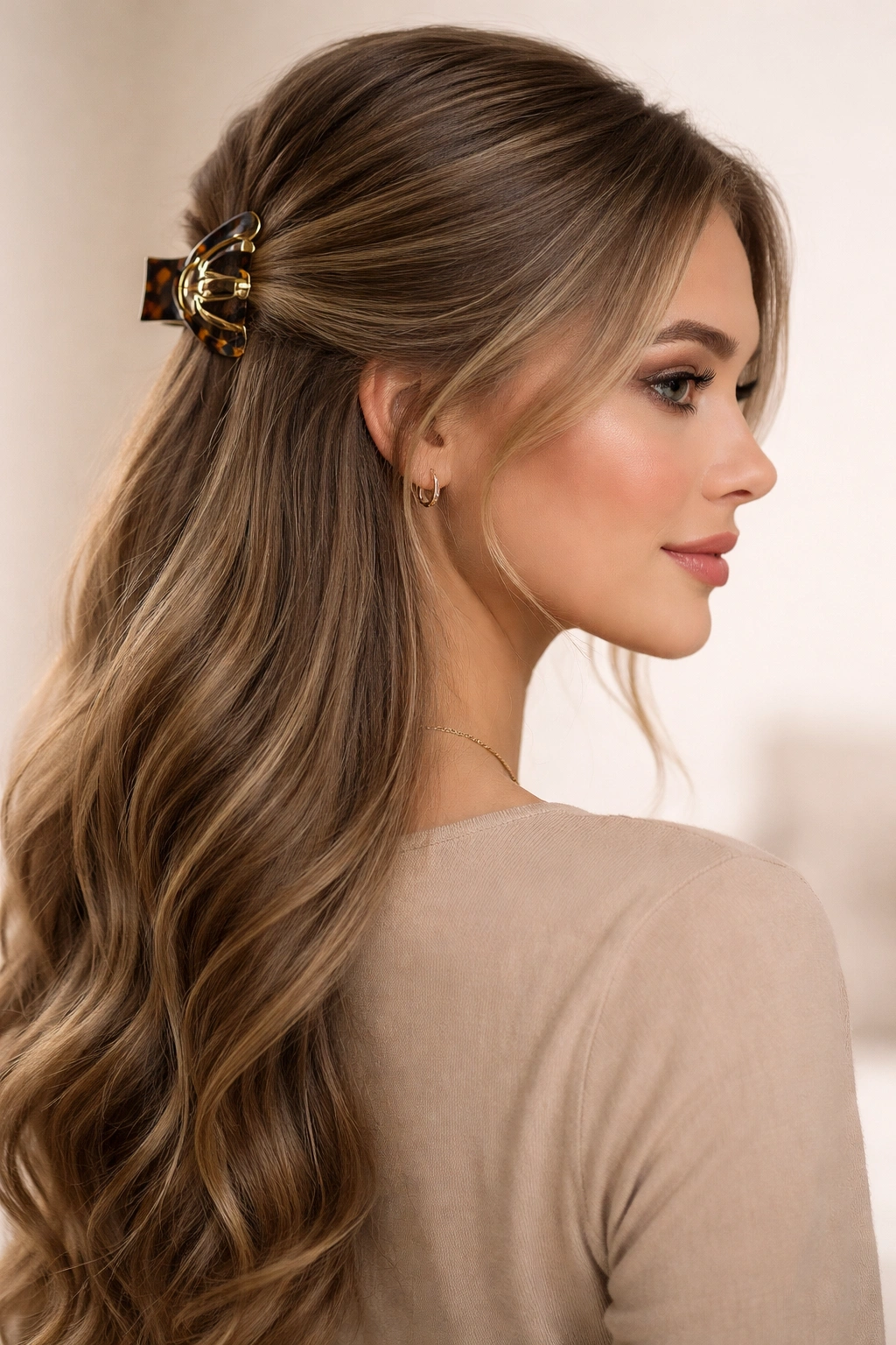 Sleek twisted side clip hairstyle with off-center clip