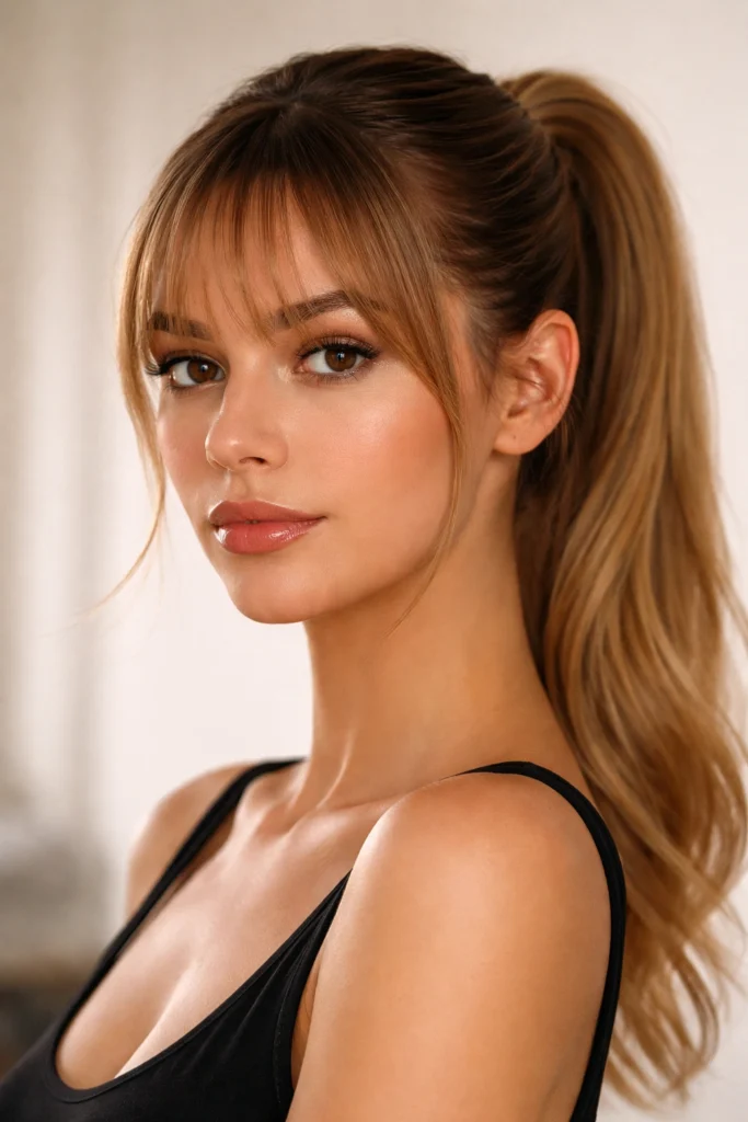 12 Sleek Ponytails With Bangs