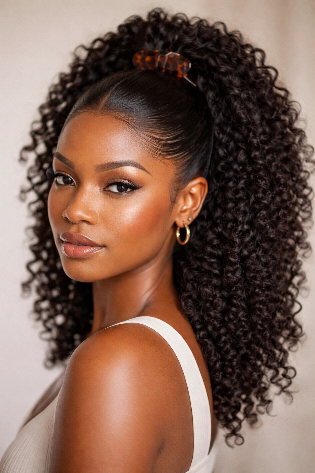 Front slicked edges contrasting with textured curls