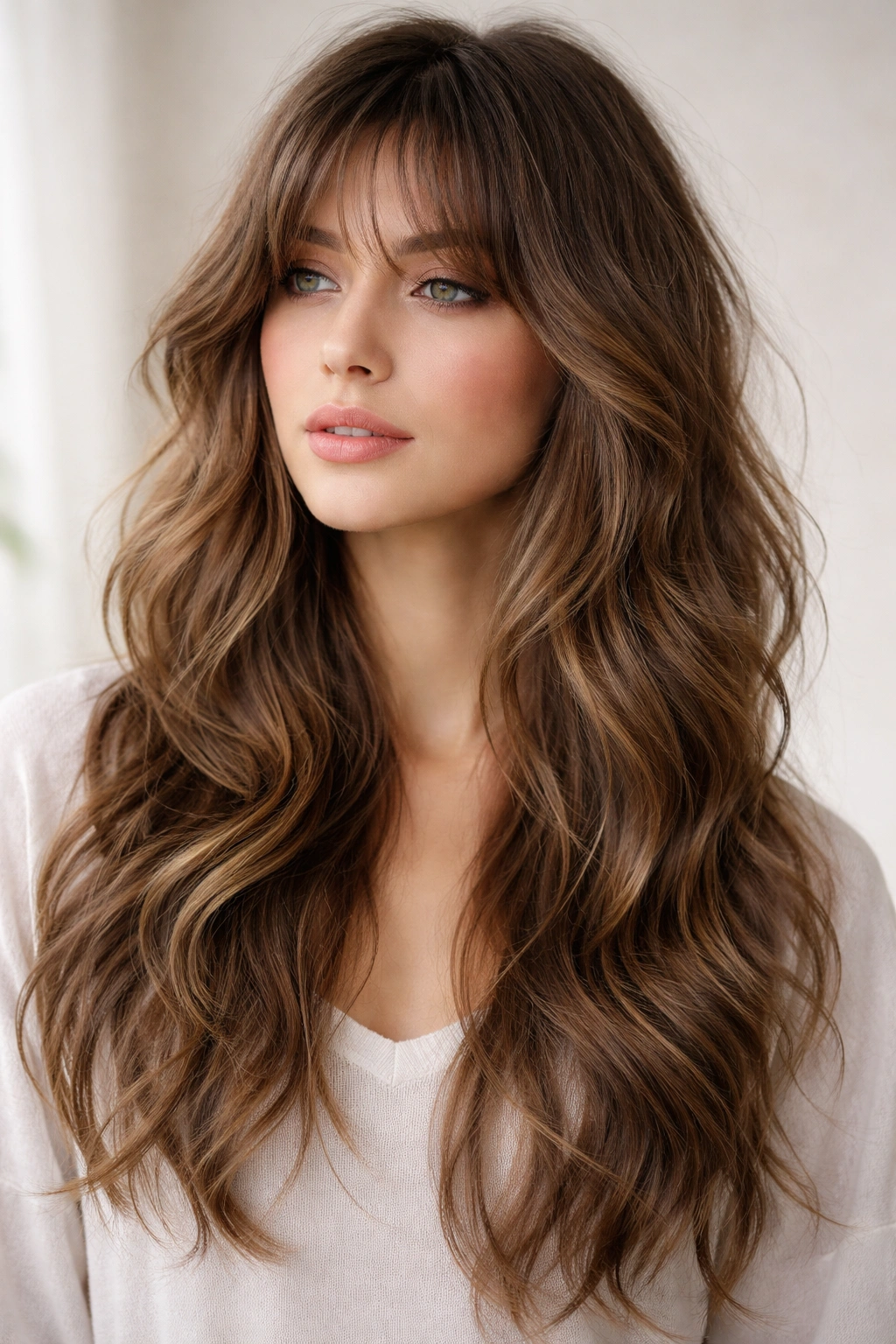 Soft layered shag with blended ends and gentle waves