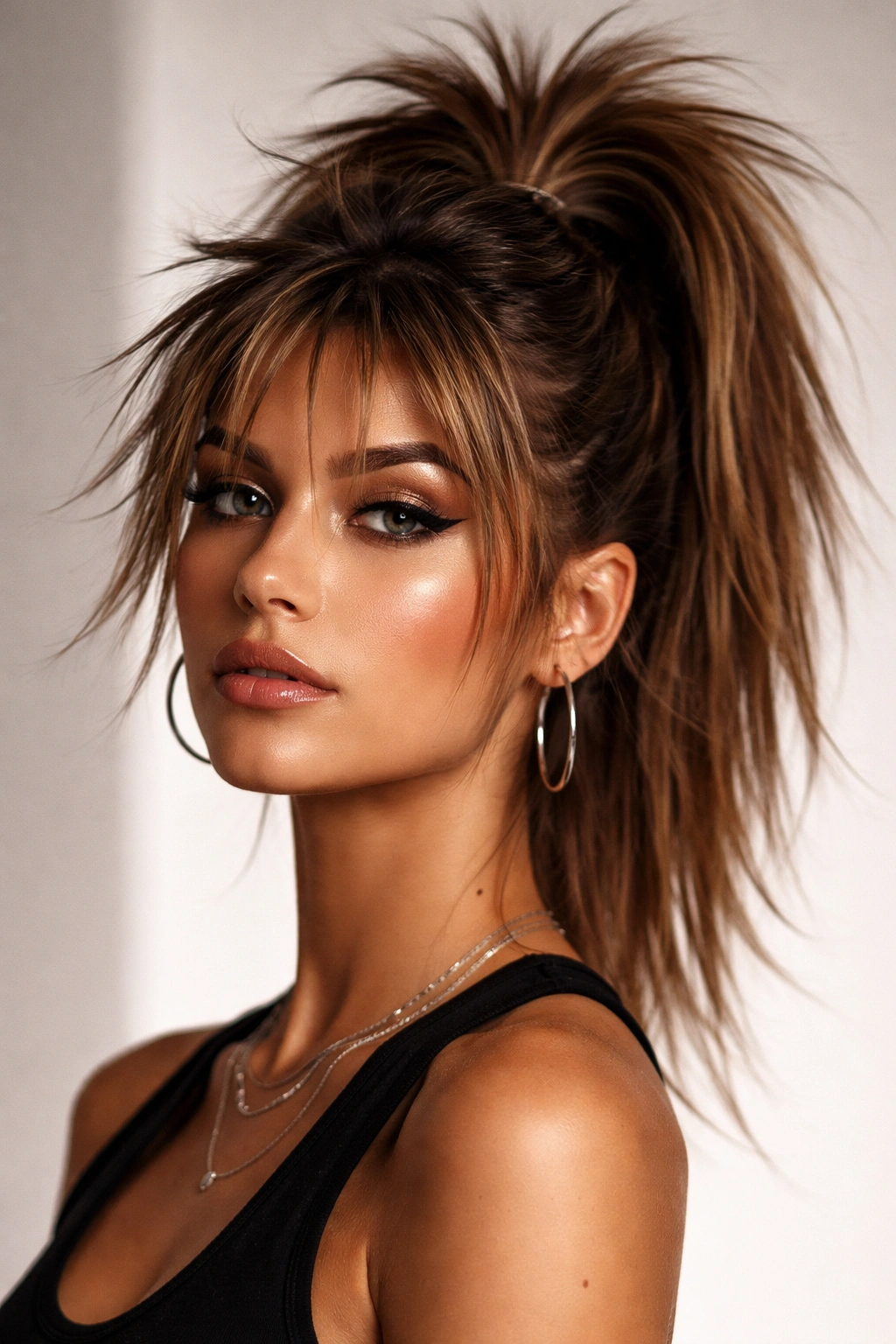 Spiky choppy high frontal with textured spikes around the face